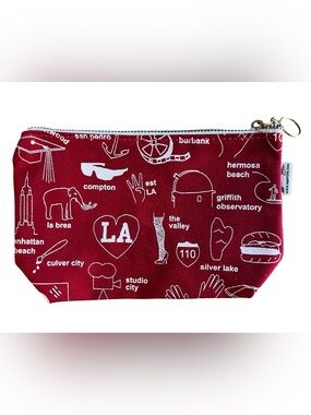 MAPTOTE Los Angeles LA California Red Canvas Zipped Pouch Made in USA Fun Gift